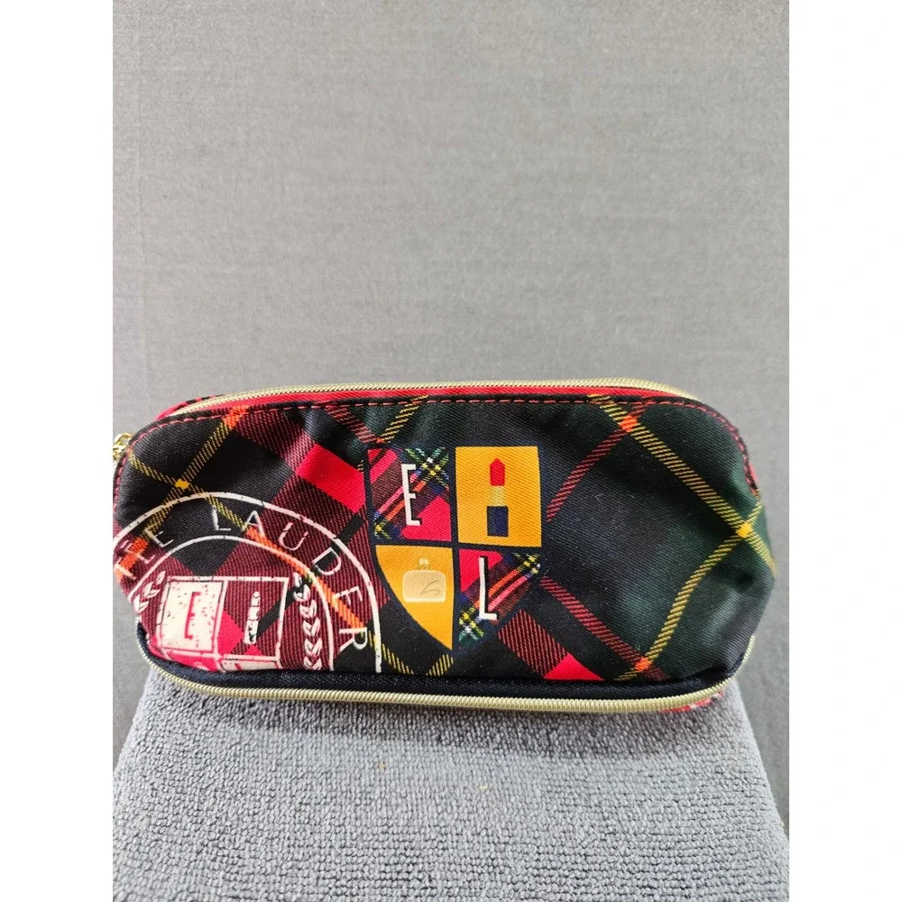 Estee Lauder Red Recycled Fabric Cosmetic Makeup Bag Travel bag (sku 154)